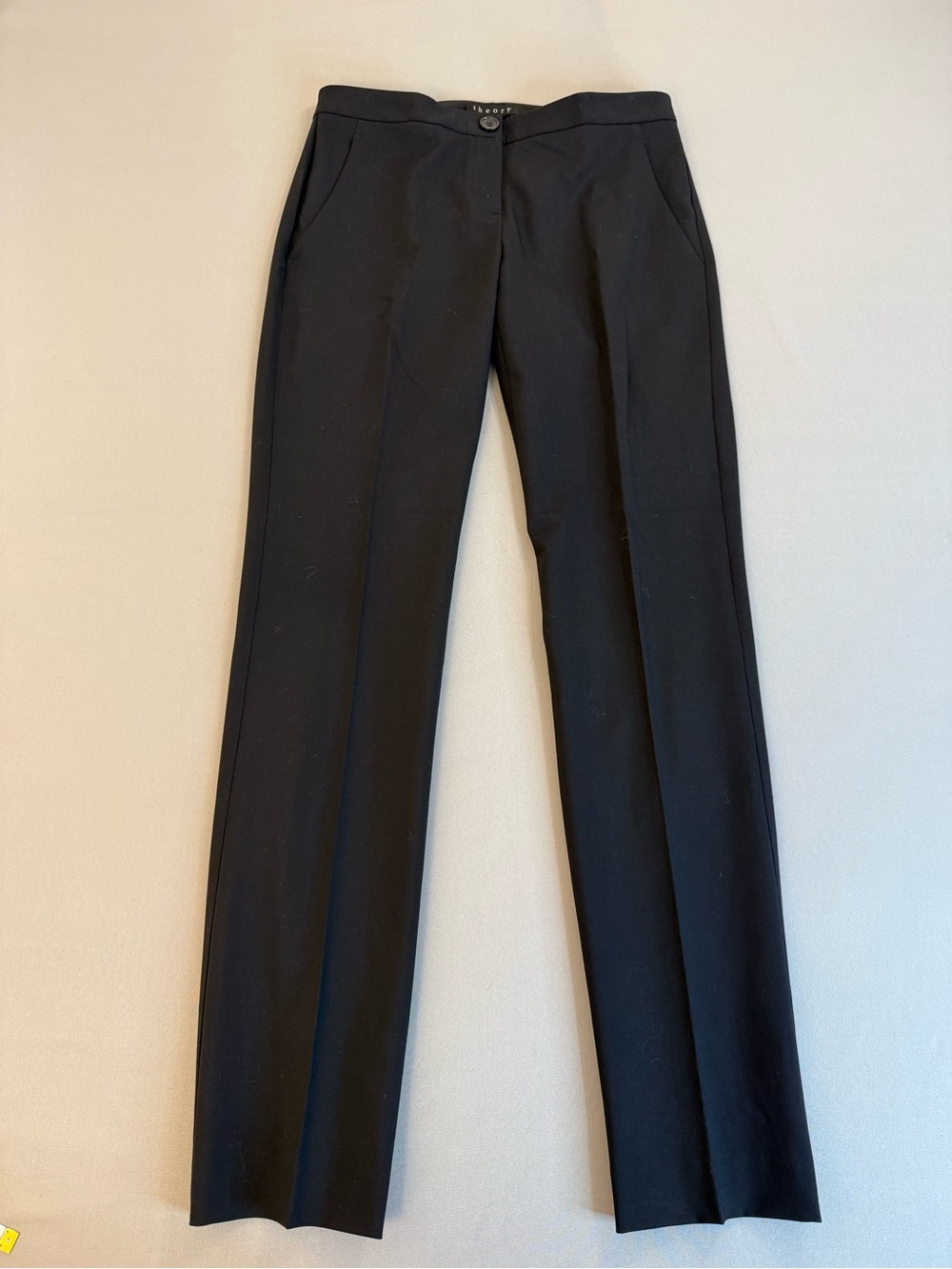 Theory Black Pants Size 4 Wool Blend Straight-Leg Dress Pants Excellent